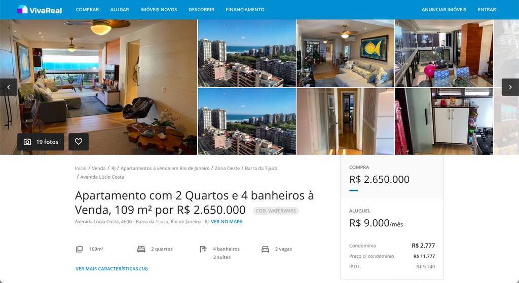 anúncio de aluguel de apartamento mobiliado
