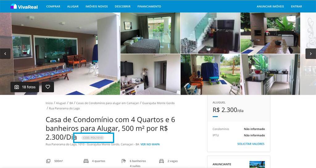 como achar um anuncio no viva real pelo codigo: anúncio