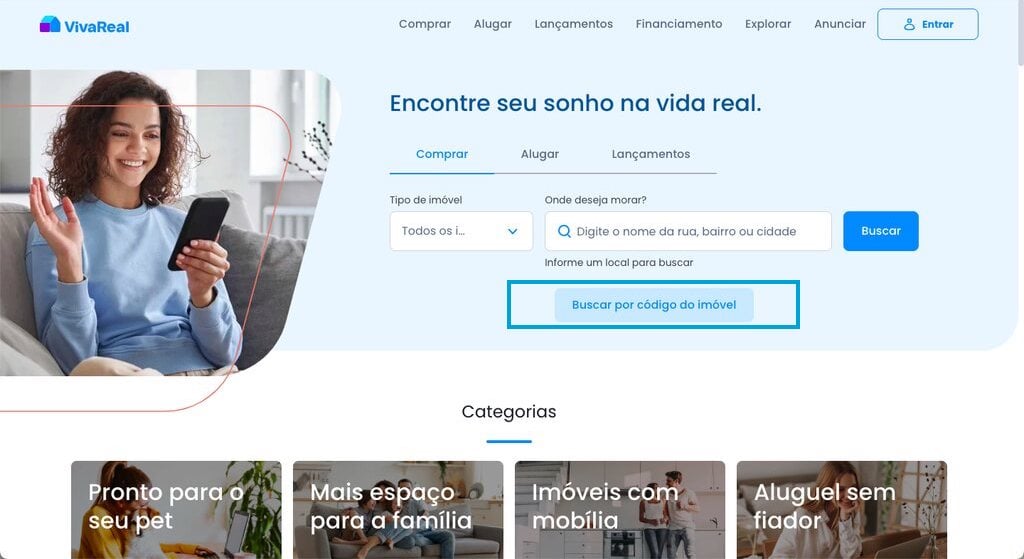 como achar um anuncio no viva real pelo codigo: botão