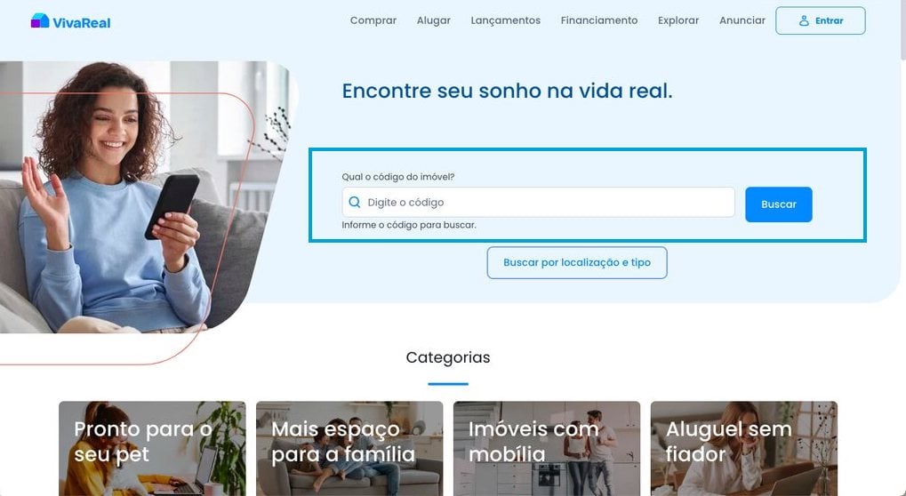 como achar um anuncio no viva real pelo codigo: pesquisa