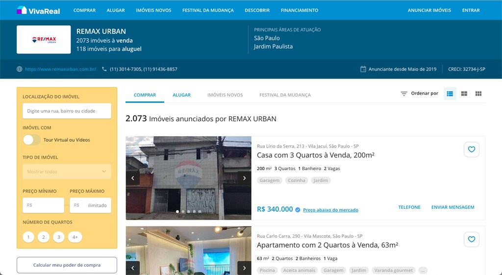 como encontrar determinada imobiliaria no viva real: passo a passo