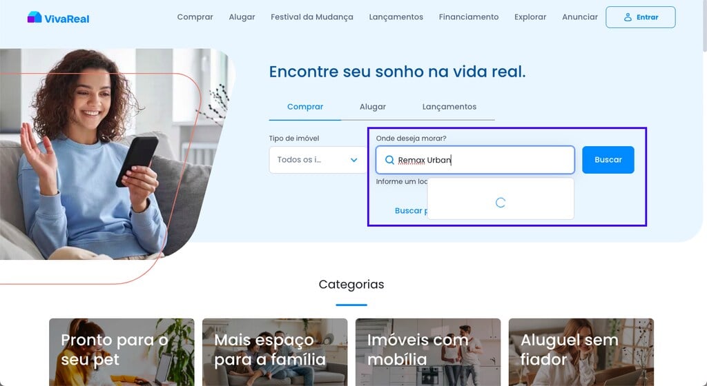 como encontrar determinada imobiliaria no viva real: pesquisa