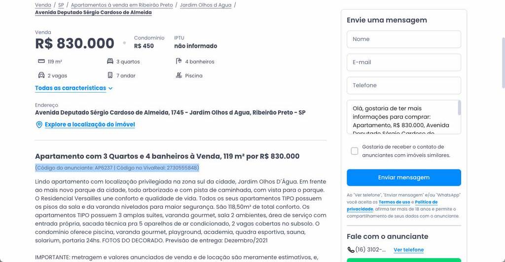 Viva Real: código do imóvel